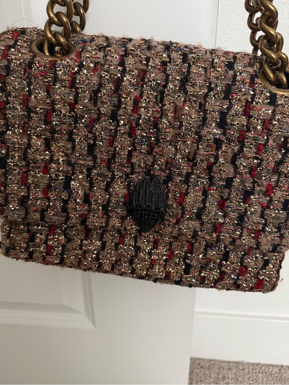 Kurt Geiger Kensington Tweed Shoulder Bag with Gold Chain - Picture 13 of 15